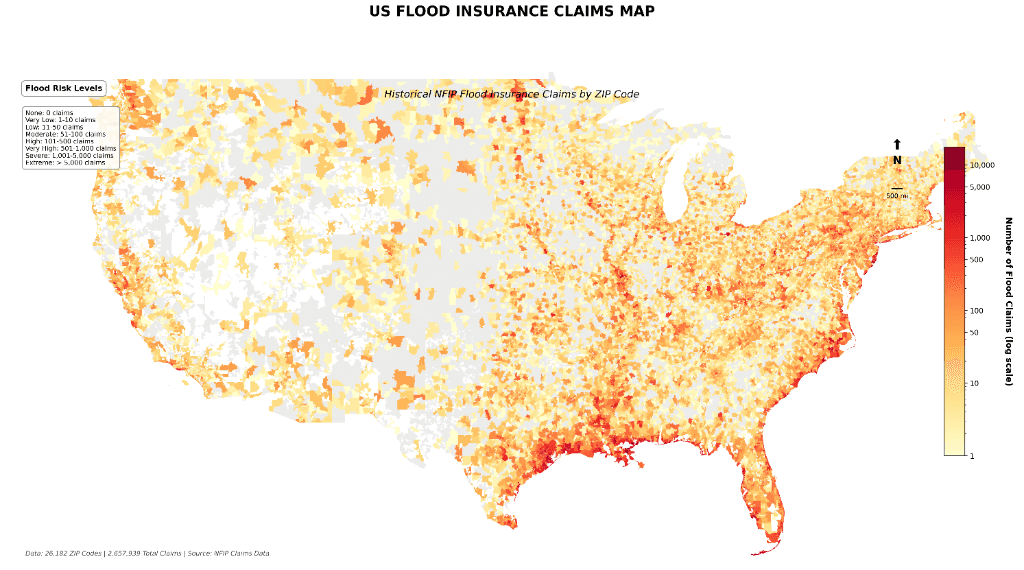 US Flood Insurance Claims Map